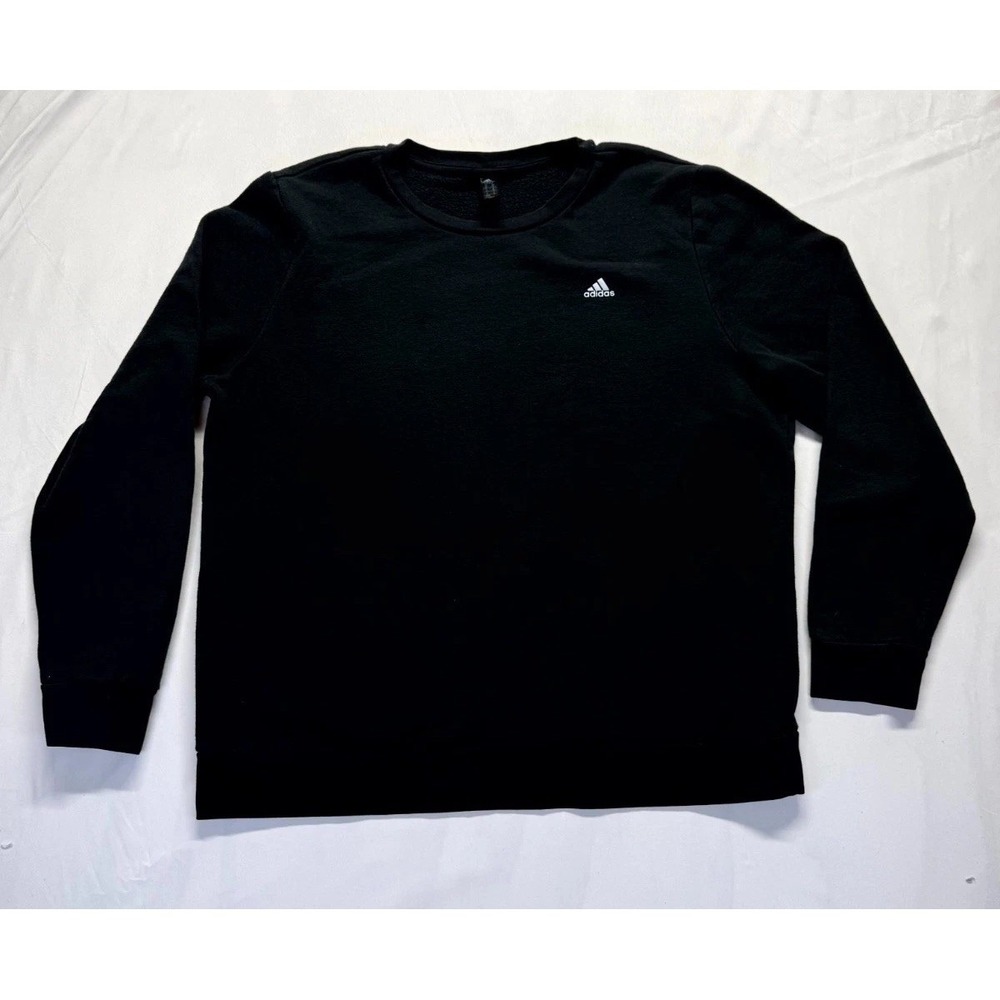 Adidas Golf Sweatshirt Mens XL Black Logo Fleece Lined Gym Training Crew Neck